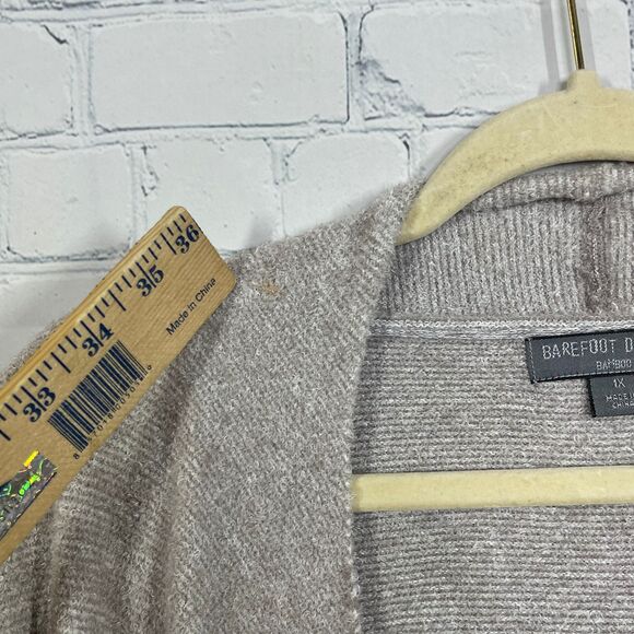 Barefoot Dreams Bamboo Chic Lite Cardigan 1X Brown Gray Long Weekend Rib Sweater - Picture 4 of 14